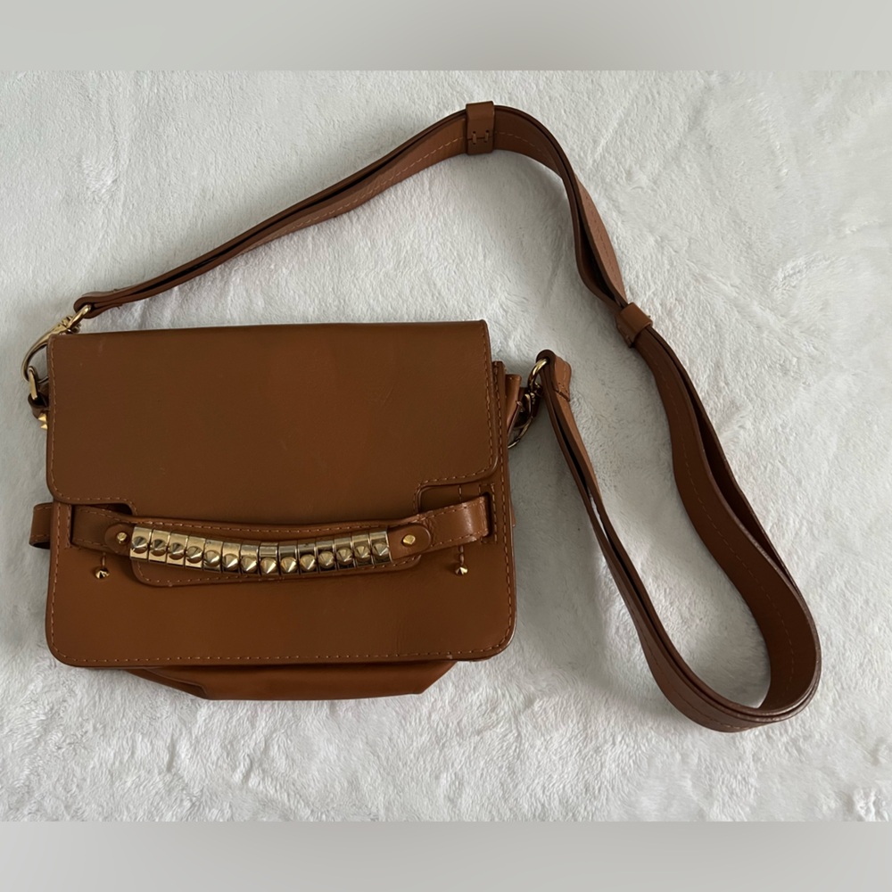 Schutz Leather Caramel Crossbody Bag